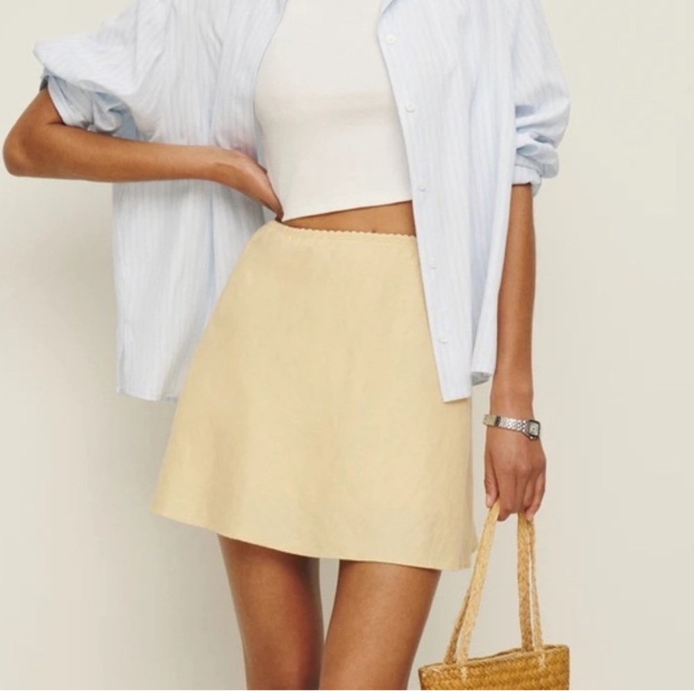 Reformation Beige Mini Skirt